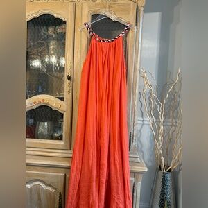 Mirror Image Bright Coral Halter Maxi Dress